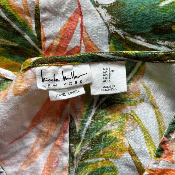 Nicole Miller 100% Linen Dress S FLORAL Cap Sleeves VERY Lightweight - Picture 4 of 4